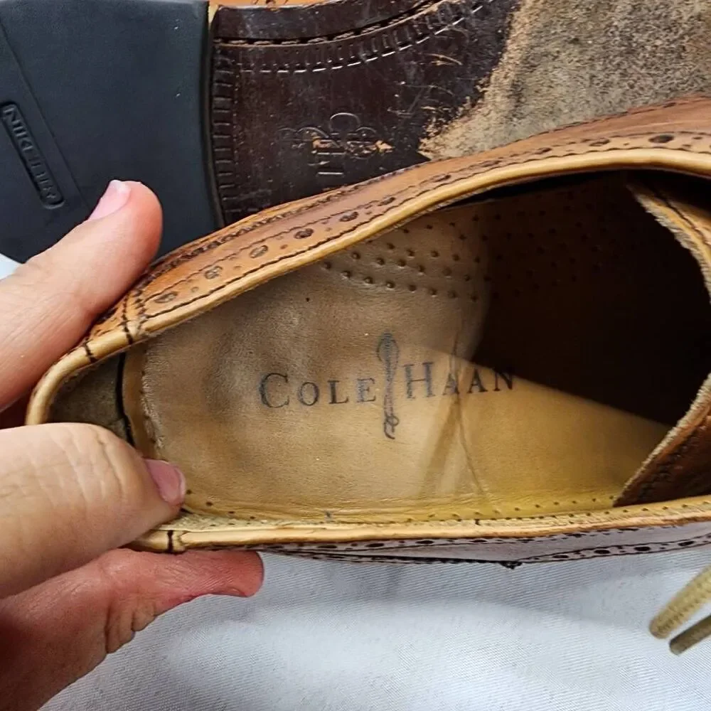 Cole Haan Morris Wingtip Oxford Men's Dress Shoe Size 10.5 M Brown Lace-up